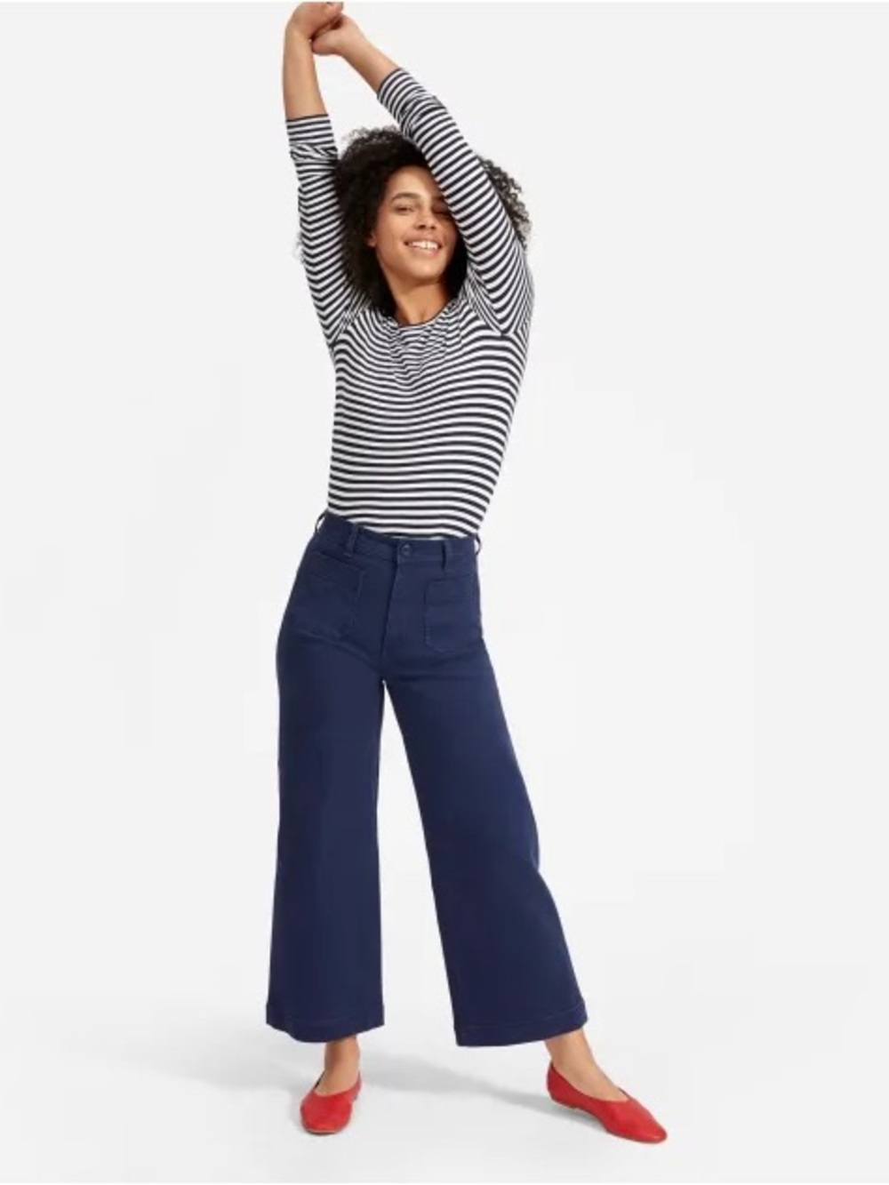 Everlane Wide Leg Crop Patch Pocket Pant Indigo EUC